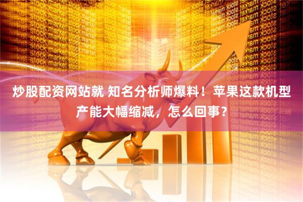炒股配资网站就 知名分析师爆料！苹果这款机型产能大幅缩减，怎么回事？