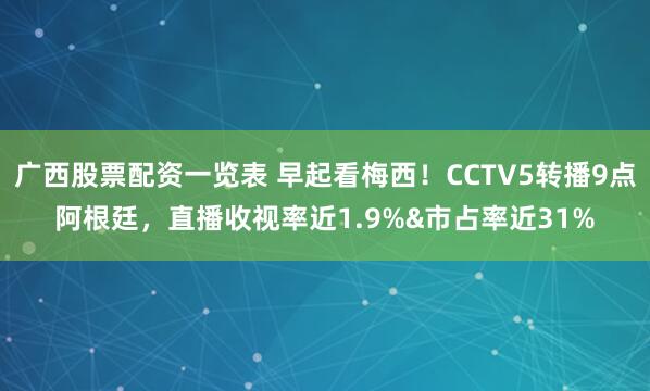 广西股票配资一览表 早起看梅西！CCTV5转播9点阿根廷，直播收视率近1.9%&市占率近31%